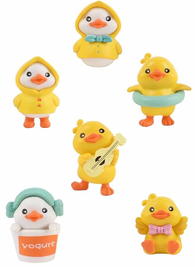 6 قطع من زينة السيارات على شكل بط أصفر، مجسمات بط من الراتنج لتزيين لوحة القيادة ومرآة الرؤية الخلفية، إكسسوارات داخلية للسيارة، زينة منزلية - Image 1